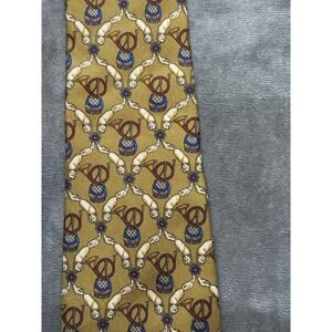 Salvatore Ferragamo Men’s 100% Silk Neck Tie Made In Italy Yellow Fox‎ Horn